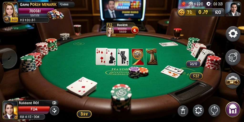 Tampilan gameplay F32 dengan aksi seru permainan Poker.