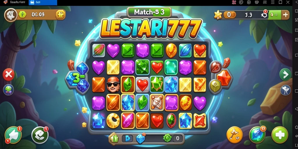 Tampilan gameplay menarik di LESTARI777 dengan berbagai kombinasi Match-3.