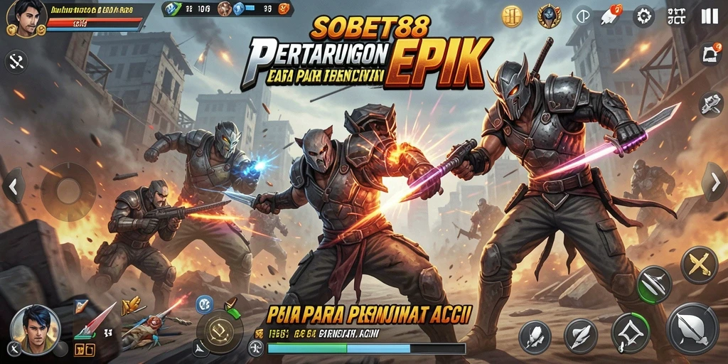 Screenshot gameplay SOBET88 menampilkan aksi pertarungan yang intens.